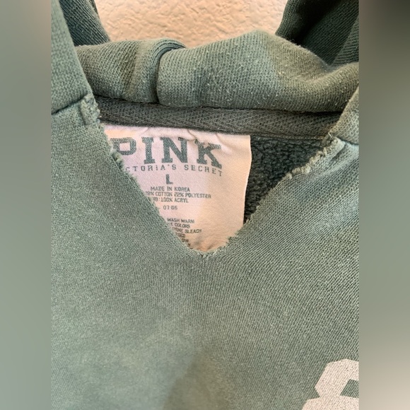 Varsity Green & Blue Striped VS Love PINK University Hoodie - Picture 3 of 4